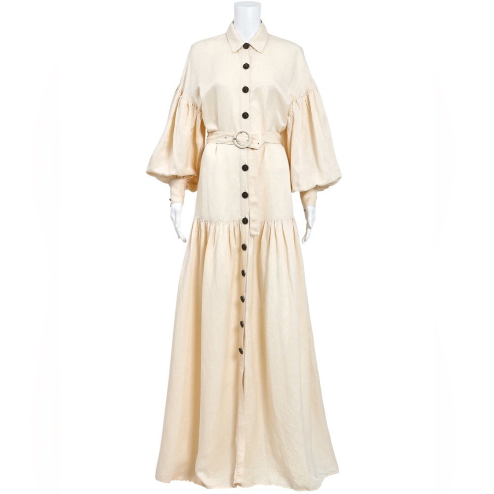 NEW Auteur linen button down maxi dress in cream, size S